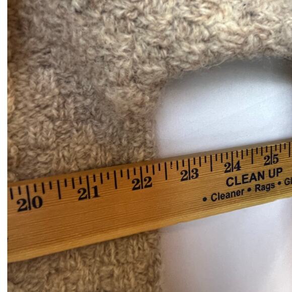 Aran Woollen Mills Women’s XL Tan 100% New Wool ¼-Zip Sweater Pullover Rustic - Picture 5 of 8